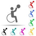 Disabled sport basketball sign multi color style icon. Simple glyph, flat vector of sport competition icons for ui and ux, website Royalty Free Stock Photo