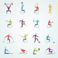 Disabled Sports Icons Set Royalty Free Stock Photo