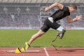 Disabled sprinter start block Royalty Free Stock Photo