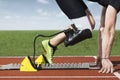Disabled sprinter start block Royalty Free Stock Photo