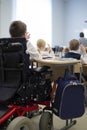 A disabled student in a wheelchair in primary school