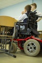 A disabled student in a wheelchair in primary school