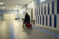 A disabled student in a wheelchair in primary school