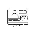 Disabled subtitles color line icon. Disability. Isolated vector element.