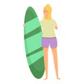 Disabled surfing sport icon cartoon vector. Life training