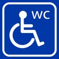 Disabled toilet icon on blue background Royalty Free Stock Photo