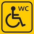 Disabled toilet icon on yellow background Royalty Free Stock Photo