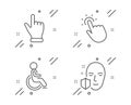 Disabled, Touchpoint and Click hand icons set. Face protection sign. Vector