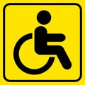 Disabled. Warning sign. Man in wheelchair. Black on yellow. Vector Royalty Free Stock Photo