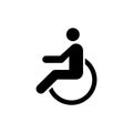 Disabled, Wheelchair Handicap, Cripple. Flat Vector Icon illustration. Simple black symbol on white background. Disabled Royalty Free Stock Photo