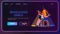 disabled woman sitting in wheelchair and dancing with african american man people with disabilities concept