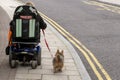 Disabled woman walking her dog