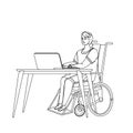 Disabled Worker At Workplace Remote Working Vector