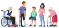 Disabled young adult people children character set