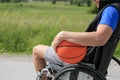 Disabled basketball player on wheelchair Royalty Free Stock Photo