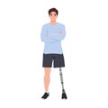 Disabled young man with a prosthetic leg crossed arms Royalty Free Stock Photo