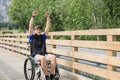 Disabled young man on a wheelchair