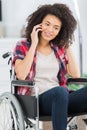 Disabled young woman on phone