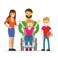 Disabled young woman in wheelchair with her family