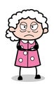 Disagree - Old Cartoon Granny Vector Illustration Royalty Free Stock Photo