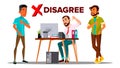 Disagree Person Vector. Business Disagree Dislike People. Finger Down. Negative Mark. Illustration