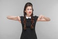 Disagree young woman demonstrate dislike sign Royalty Free Stock Photo