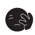 Disapointed emoji black vector concept icon. Disapointed emoji flat illustration, sign