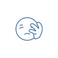 Disapointed emoji line icon concept. Disapointed emoji flat vector symbol, sign, outline illustration.