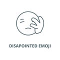 Disapointed emoji line icon, vector. Disapointed emoji outline sign, concept symbol, flat illustration