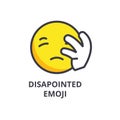 Disapointed emoji vector line icon, sign, illustration on background, editable strokes
