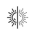 Black line icon for Disappear, sun and disappearance