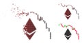 Disappearing Dot Halftone Ethereum Fall Chart Icon Royalty Free Stock Photo