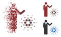 Disappearing Pixel Halftone Businessman Show Cardano Icon