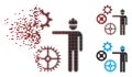 Disappearing Pixel Halftone Gears Mechanics Presentation Icon