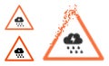 Disappearing Pixel Thunderstorm Warning Icon with Halftone Version Royalty Free Stock Photo