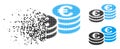 Disappearing Pixelated Halftone Euro Coin Stacks Icon