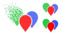 Disappearing Pixelated Map Pointer Group Icon with Halftone Version Royalty Free Stock Photo