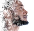 A disappearing profile portrait of a young man in a paintography Royalty Free Stock Photo