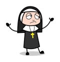 Disappoint - Cartoon Nun Lady Vector Illustration