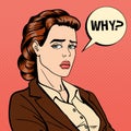 Disappointed Businesswoman. Comic Bubble with Expression. Pop Art