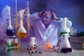 Disappointed chemist looking in his failed experiment Royalty Free Stock Photo