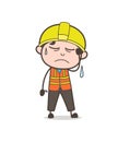 Disappointed Crying Face - Cute Cartoon Male Engineer Illustration