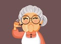 Upset Senior Woman Making Thumbs Down Gesture Vector Cartoon