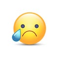 Disappointed emoji face. Crying vector cartoon smiley. Sad emoticon mood.