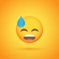 Disappointed emoticon smile icon with shadow for social network design