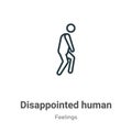 Disappointed human outline vector icon. Thin line black disappointed human icon, flat vector simple element illustration from