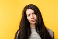 Disappointed suspicious concerned emotional girl Royalty Free Stock Photo