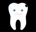 Disappointed tooth vector illustration, tooth character logo Royalty Free Stock Photo