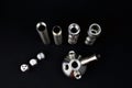 Disassemble hookah shaft made of stainless steel. Various components of the hookah shaft