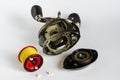 Disassembled Baitcasting Reel.